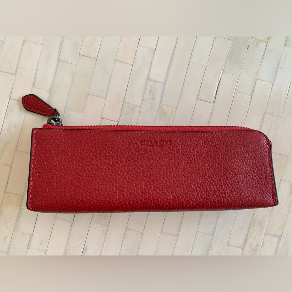 Coach Refined Pebble Leather Pencil Case Pouch Organizer